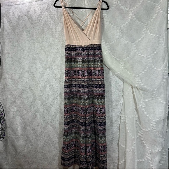 Mustard Seed criss cross back floral printed boho jumpsuit size S - Picture 1 of 9